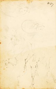 (Studien--Figuren, Baumstamm, Pferd und Reiter, etc.) von William Page