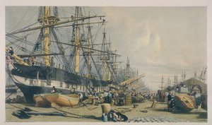 Blick auf die West India Docks von Südosten, 1840 von William Parrott