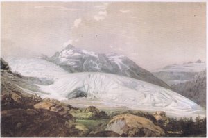 Blick auf den Furkapass mit dem Rhonegletscher, aus British Adventure, veröffentlicht von Collins, 1947 von William Pars