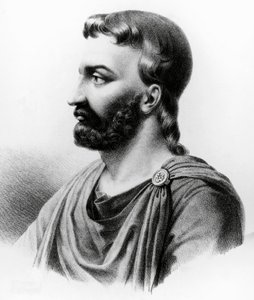 Porträt von Aulus Cornelius Celsus, lateinischer Schriftsteller, römischer Enzyklopädist und Arzt, Gravur aus dem 19. Jahrhundert