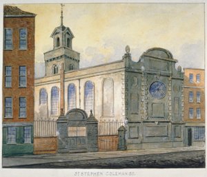 Südostansicht der Kirche St. Stephen, Coleman Street, City of London, 1815