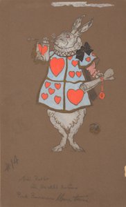 Weißes Kaninchen mit Heroldskostüm (Kostümentwurf) von William Penhallow Henderson