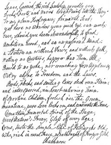 Gedicht von Lord Chatham an David Garrick, 18. Jahrhundert, 1840