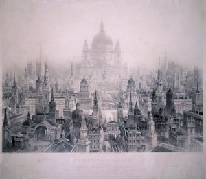 Traumstadt der Gebäude von Christopher Wren, 1842 von William Richardson