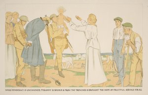 Bauern und Soldaten auf dem Feld