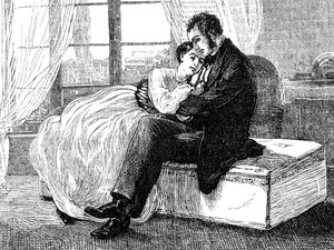 Illustration, die die Annahme eines Heiratsantrags darstellt