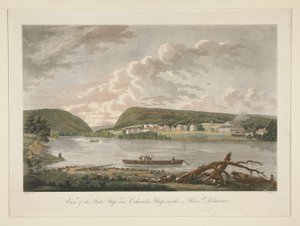 Ansicht des Water Gap und der Columbian Glassworks, Fluss Delaware von William Strickland