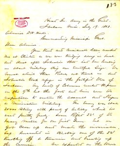 Brief von W. T. Sherman, Hauptquartier, Armee im Feld, Jackson, Mississippi, an [David D.] Porter, 19. Juli 1863