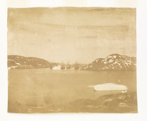 Ein Blick über eine Bucht auf die Franklin-Suchschiffe unter dem Kommando von Kapitän Belcher von William Thomas Domville