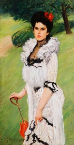 Das weiße Kleid - Porträt einer jungen Frau in einem Park, 1903 von William Thomas Smedley