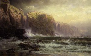 Die langen Brecher donnern auf das Riff von William Trost Richards