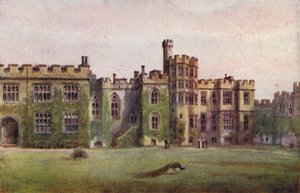 Warwick Castle: Der Kapelleneingang (Farblithografie) von William W. Quatremain