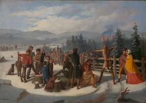Szenen aus den Pionieren von Cooper, Deerslayer beim Schießwettbewerb von William Walcutt