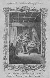 Heinrich Prinz von Wales nimmt die Krone vom Kissen seines Vaters Heinrich IV., 1773 von William Walker