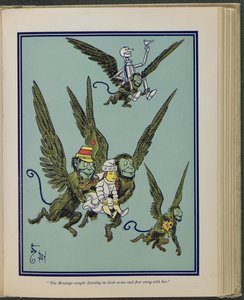 Die Affen fingen Dorothy in ihren Armen und flogen mit ihr davon, Illustration aus "Der wunderbare Zauberer von Oz" von Lyman Frank Baum von William Wallace Denslow