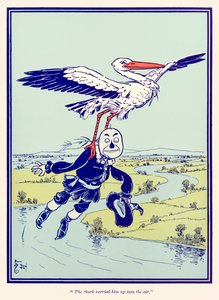 „Der Storch trug ihn in die Luft.“ aus „Der Zauberer von Oz“ von L. Frank Baum von William Wallace Denslow