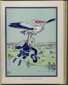 "Der Storch trug ihn in die Luft", Illustration aus "Der wunderbare Zauberer von Oz" von Lyman Frank Baum von William Wallace Denslow