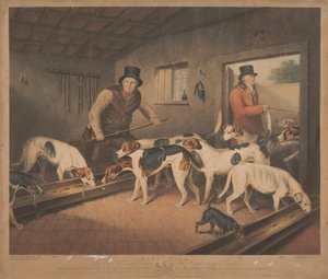 Fuchsjagd: Raby Pack / Die Fuchshunde des Earl of Darlington in ihrem Zwinger von William Ward