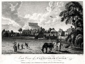 Ostansicht von Nottingham Castle, Nottinghamshire, 1777