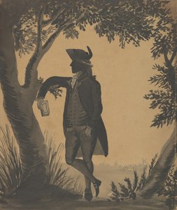 Junger Mann, der sich mit einem Buch an einen Baum lehnt, ca. 1780-89