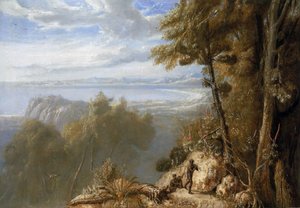 Ansicht von Port Bowen (Australien), August 1802, während der Expedition von Matthew Flinders (1774-1814) auf der Investigator zwischen 1801 und 1803 von William Westall