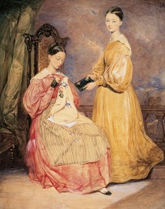 Porträt von Florence Nightingale (1820-1910) mit ihrer Schwester Frances Parthenope, Aquarell von William White Warren (1832-1911 oder 1912) von William White (attr. to) Warren
