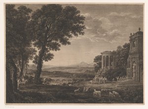 Landschaft mit dem Vater von Psyche, der für den Tempel des Apollo opfert