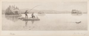 Ohne Titel (Floßfischen) von William de la Montagne Cary