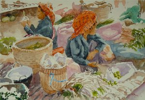 938 Nampan Markt, warten auf Kunden