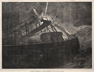 Auf See, Signalisieren eines vorbeifahrenden Dampfers von Winslow Homer