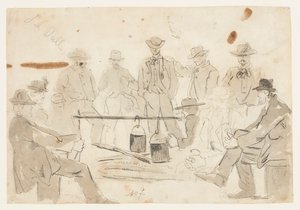 Lagerfeuer mit Soldaten von Winslow Homer