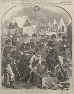 Weihnachtsgeschenke im Lager - Weihnachten, 1861 von Winslow Homer