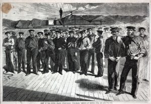 Besatzung der Dampfsloop der Vereinigten Staaten "Colorado" in Boston eingeschifft, aus Harper