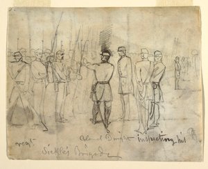 Zeichnung, Colonel William Dwight, Jr. inspiziert sein Regiment, 1862
