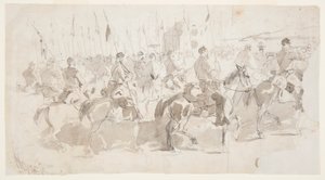 General McClellans sechstes Kavallerieregiment beim Einschiffen in Alexandria nach Old Point Comfort, 2. April 1862