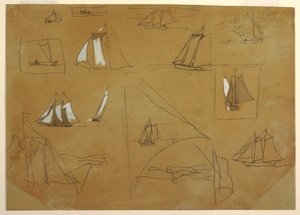 Skizzen von Segelbooten, Cullercoats, England, 1881–82 von Winslow Homer