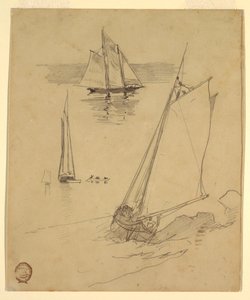 Drei Skizzen von Schonern, wahrscheinlich 1880