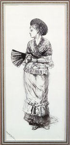 Mädchen mit Fächer von Winslow Homer