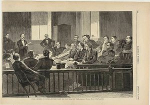 Geschworene hören dem Anwalt zu, Oberster Gerichtshof, Neues Rathaus, New York
