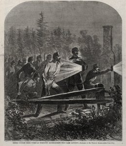 Rebellen außerhalb ihrer Werke in Yorktown, erkundend mit dunklen Laternen von Winslow Homer