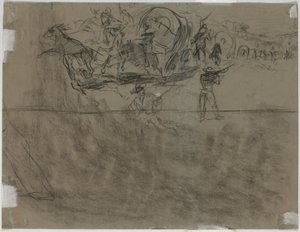 Scharmützel mit einem Wagenzug [verso], 1864