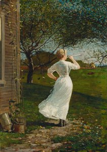Das Abendessenhorn - Hornblasen am Meer, 1870 von Winslow Homer