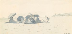 Frauen und Kinder am Strand von Long Branch, New Jersey