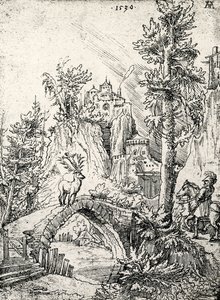 Der heilige Hubertus vor dem Hirschwunder von Wolf Huber