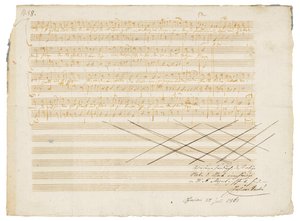 Autographes Musikmanuskript, Zwei deutsche Kirchenlieder, K.343 von Wolfgang Amadeus Mozart