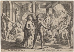Phaeton bittet um den Wagen von Workshop of Hendrick Goltzius, after Hendrick Goltzius