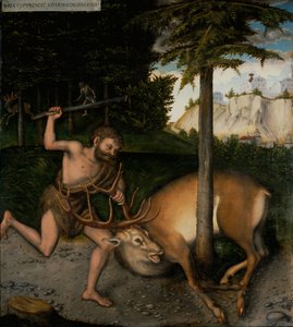Herkules und der arkadische Hirsch von workshop of Lucas Cranach the Elder