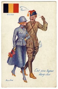 Erster Weltkrieg Belgische Postkarte Die Harmonie zwischen den Alliierten, ca. 1917 von Xavier Sager