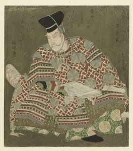 Ein sitzender Krieger von Yashima Gakutei