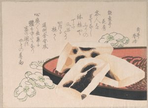 Geröstetes Mochi (eine Art Reisspeise, die während der Neujahrszeit gegessen wird) von Yashima Gakutei